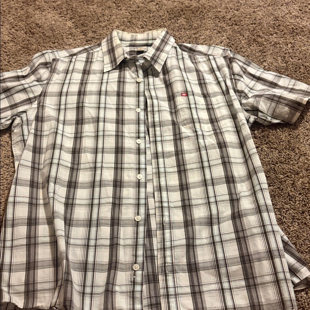 Carbon Gray and White Plaid Shirt